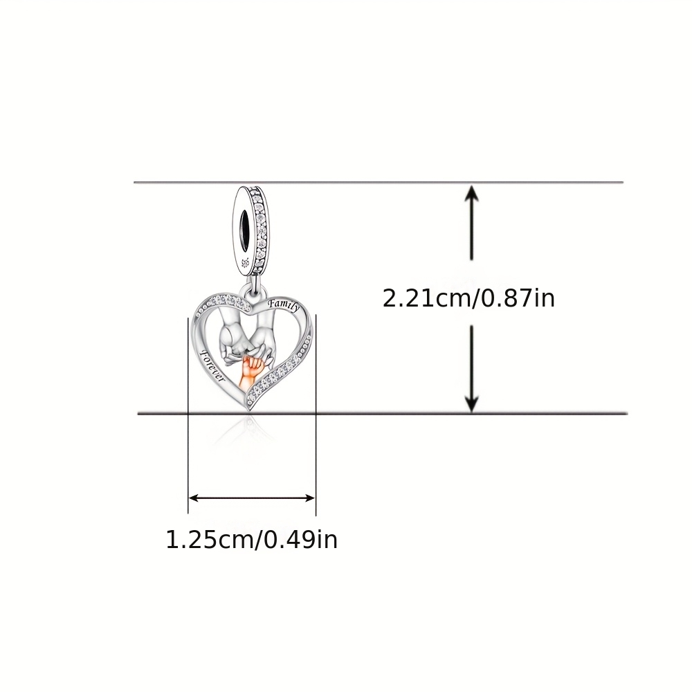 925 Sterling Silver Family Hand-Holding Heart Charm